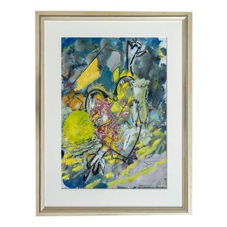 Christian Ludwig Attersee, Full Moon Supplement, 2001, Mixed Media on Paper, Framed For Sale