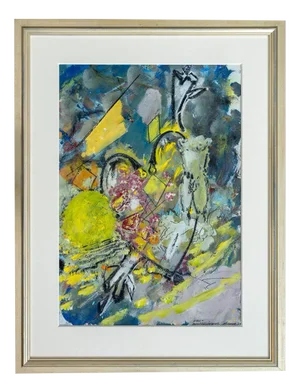 Christian Ludwig Attersee, Full Moon Supplement, 2001, Mixed Media on Paper, Framed