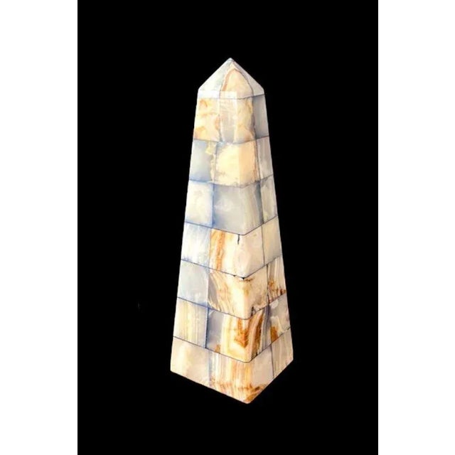 Sky Blue 1970s Large Decorative Vintage Onyx Obelisk For Sale - Image 8 of 8