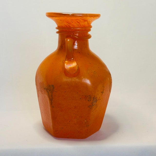 Tangerine Mid-Century Tangerine Hand-Blown Murano Glass Vases - a Pair For Sale - Image 8 of 12