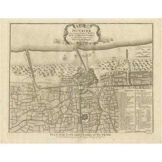 Antique Plan of Dunkirk by Basire, 1785 For Sale