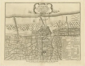 Antique Plan of Dunkirk by Basire, 1785