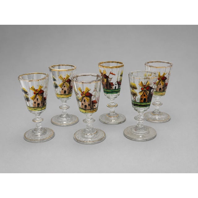 1920s 12 Pc, Polychrome Enamel-Painted Glass Liqueur Service, Continental C. 1920 For Sale - Image 5 of 10