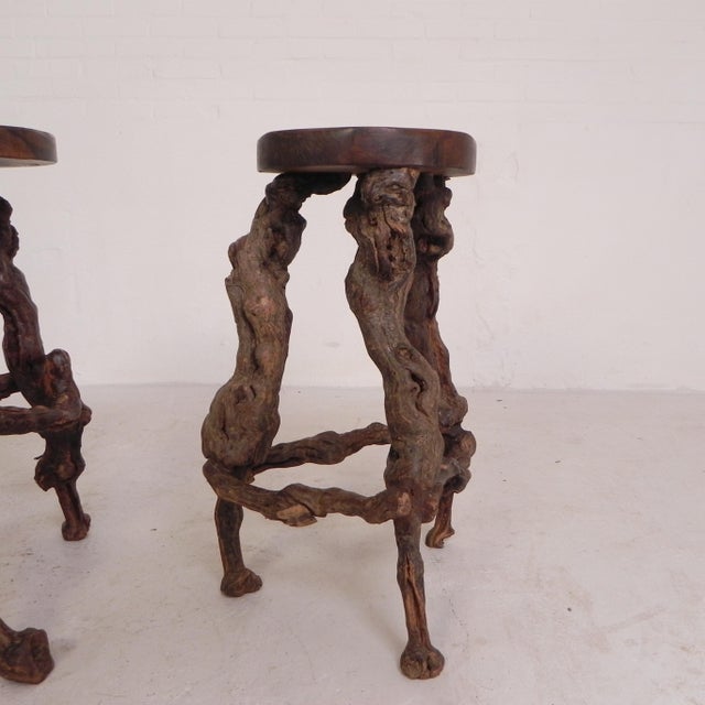 Wood Vintage Bar Stools from Vines, 1960s, Set of 3 For Sale - Image 7 of 18