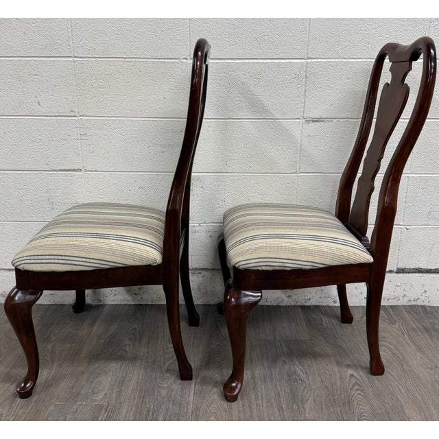 Cream Vintage Queen Anne Style Dining Chairs - Pair For Sale - Image 8 of 11