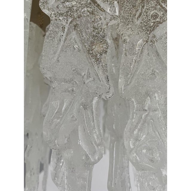 Boho Chic Mid-Century Italian Clear Murano Leaf Flushmount, 1970s For Sale - Image 3 of 17