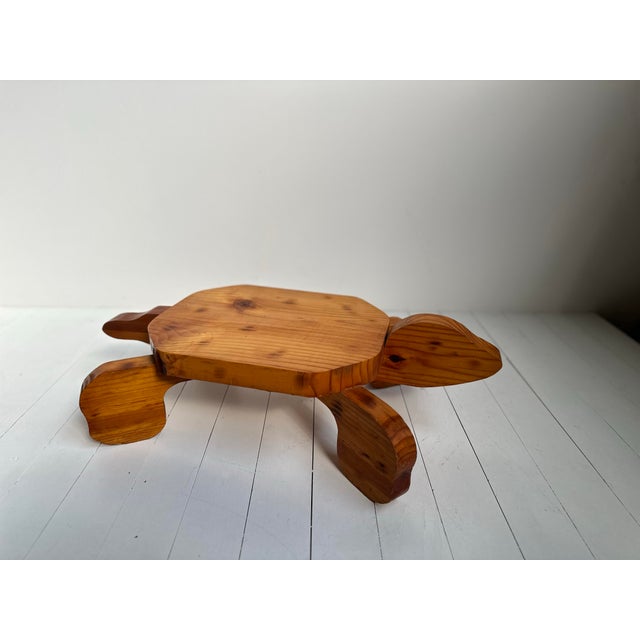 1960s Vintage Handmade Folk Art Furniture Turtle Plant Stand or Stool For Sale - Image 5 of 9