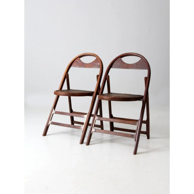 Antique Wooden Folding Chairs Pair For Sale - Image 13 of 13