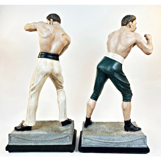 Metal John L. Sullivan & James J. Corbett, American Painted in Color Boxer Sculptures, Boston Strong Boy by Arthur Waagen, c.1895, Set of 2 For Sale - Image 7 of 18