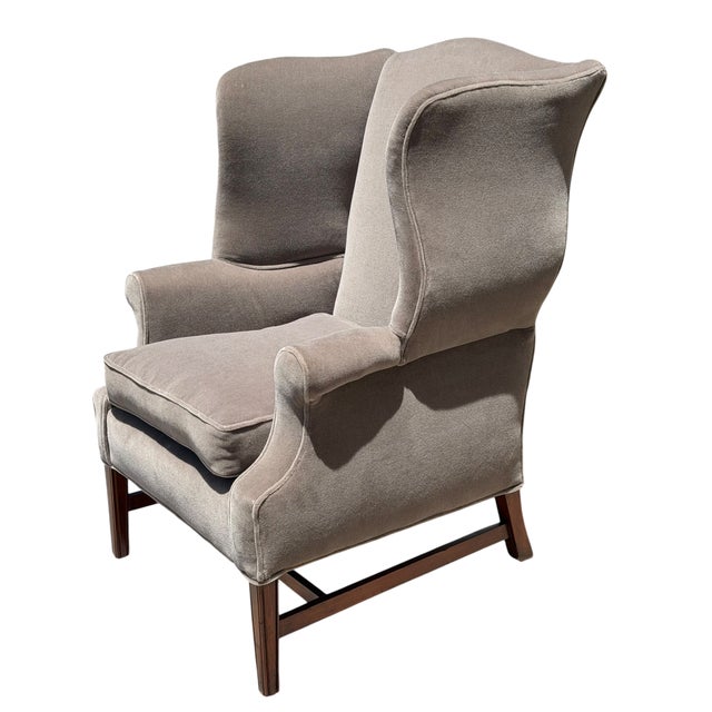 Traditional Antique Georgian Wingback Mohair Arm Chair For Sale - Image 3 of 7