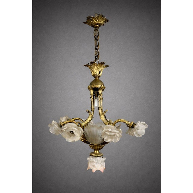 Gilt Bronze Chandelier with Shells and Roses For Sale - Image 5 of 8