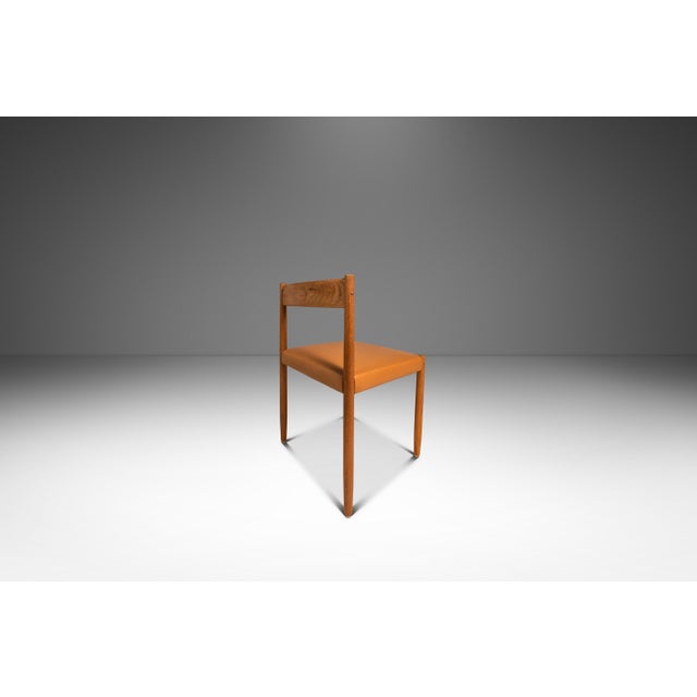 1960s Set of Four (4) Restored Mid-Century Danish Modern Dining Chairs in Teak & Leather Attributed to Poul M. Volther for Frem Røjle, Demark, C. 1960's For Sale - Image 5 of 18