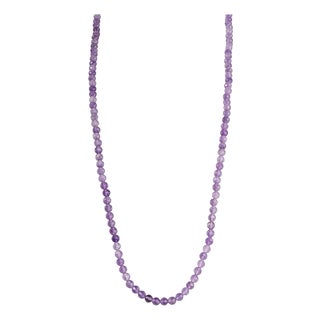 Handcrafted 116 Ct Natural Amethyst Beaded Necklace 26 Inch - February Birthstone For Sale