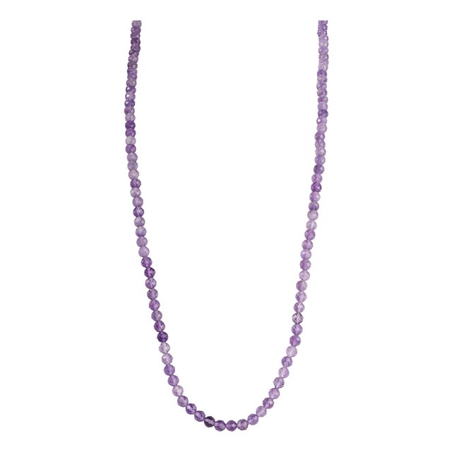 Handcrafted 116 Ct Natural Amethyst Beaded Necklace 26 Inch - February Birthstone For Sale