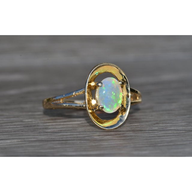 Metal The Calera: Ladies Yellow Gold Australian Opal Ring For Sale - Image 7 of 10