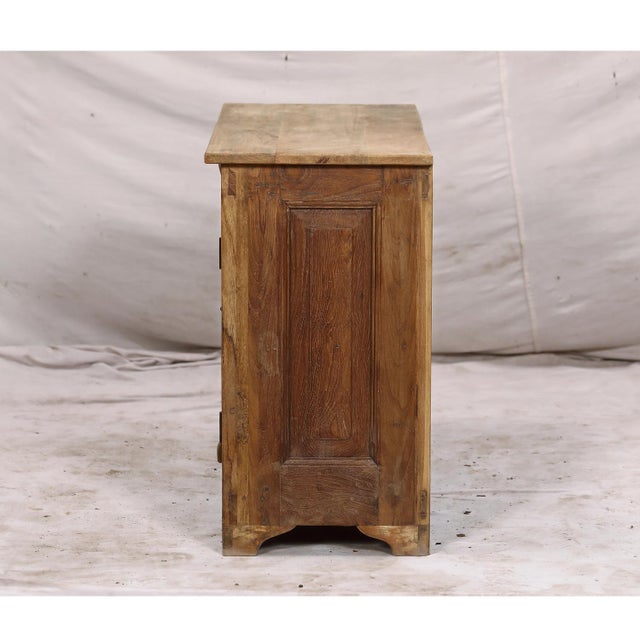 Two-Door Nightstand Made From Antique Indian Teakwood Architectural Elements For Sale - Image 4 of 8