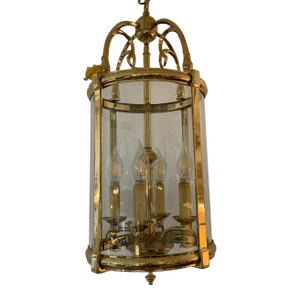 Cast Brass & Glass Lantern Chandelier