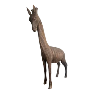 Vintage Hand Carved Wooden Giraffe Sculpture