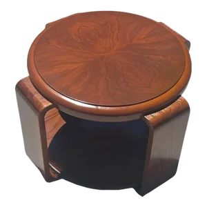 Mid Century Vintage Art Deco Streamline Waterfall Coffee Table Restored 1940s in Burl Solid Walnut