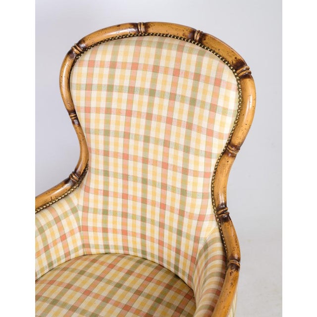 Set of Armchairs in Checkered Fabric & Wood, 1920s For Sale - Image 3 of 11