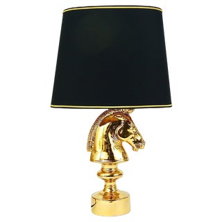 Hollywood Regency Gilt Horse Table Lamp, Italy, 1970s For Sale