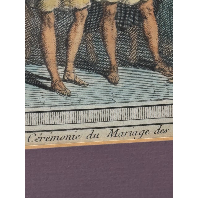 French 18th-Century Hand-Colored French Engraving, “Cérémonie Du Mariage Des Incas” For Sale - Image 3 of 8