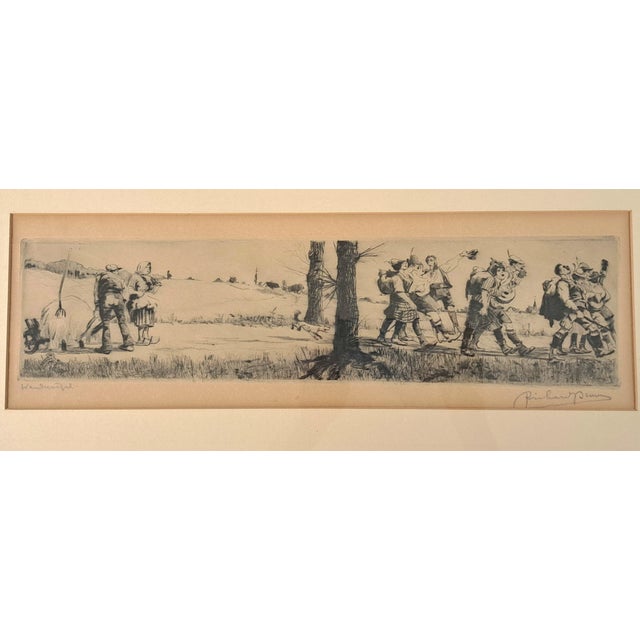 Traditional Early 20th Century Signed Richard Bloos “Wandervögel” German Etching, Gilt Framed 1878–1957 For Sale - Image 3 of 12