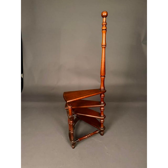 English Mahogany Custom Spiral Library Steps, Late 20th Century For Sale - Image 10 of 11