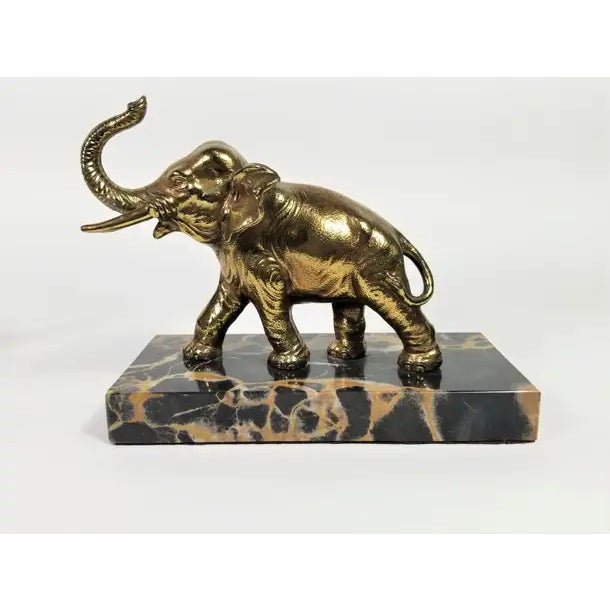 Stone Pair of 1920s French Art Deco Marble Elephant Bookends For Sale - Image 7 of 14