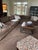 Transitional classic club chair and ottoman with sophisticated pattern in area, camel and black. the phot looks more...