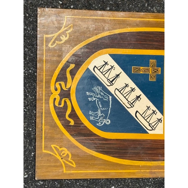 Rustic European Late 20th Century Bantry - Original Artisan Painted City Crest / Seal Sign on Metal - Ireland For Sale - Image 3 of 9