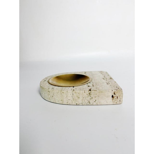 1960s Travertine and Brass Ashtray, France, 1960s For Sale - Image 5 of 14