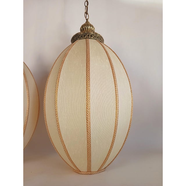 Mid-Century Modern Mid-Century Hollywood Regency Chic Swag Pendant Lamp Pair For Sale - Image 3 of 7