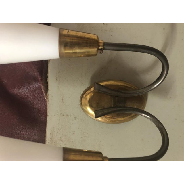 Stilnovo Brass and Glass Wall Lamps attributed to Stilnovo, 1950s, Set of 2 For Sale - Image 4 of 7