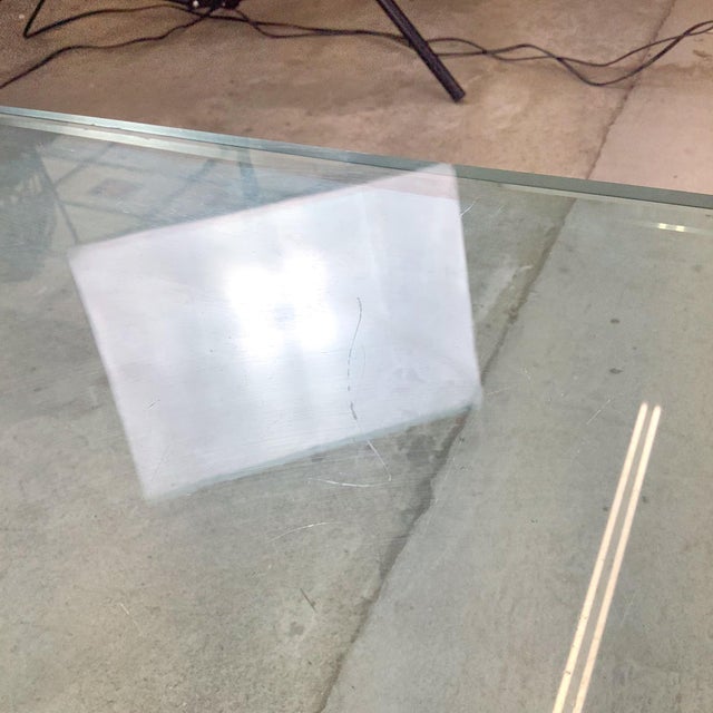 Vintage Mies Van Der Rohe Barcelona-Style Chrome & Glass Coffee Table — 1970s–80s, 36" Square For Sale - Image 9 of 12
