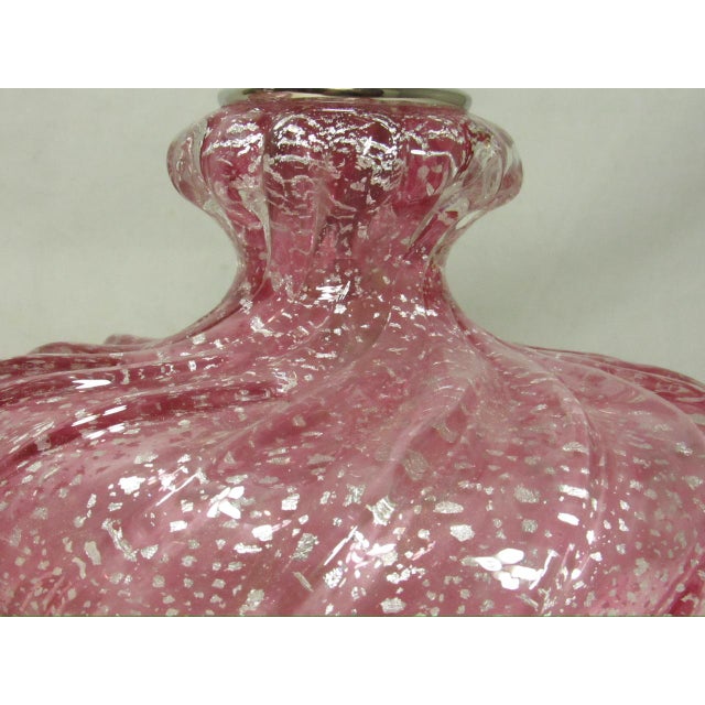 Glass 1950s Rose Murano Art Glass Lamps - a Pair For Sale - Image 7 of 13