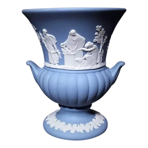 Vintage Wedgwood Blue Jasperware Classical Scenes Urn Vase