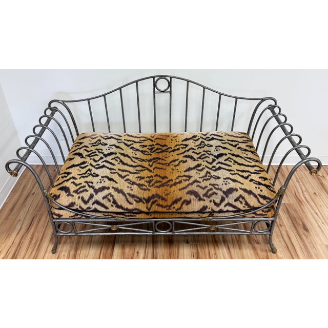 French Vintage Maison Jansen Style Scroll Steel Daybed For Sale - Image 3 of 12
