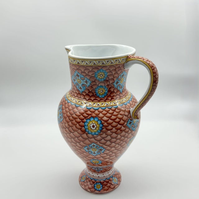 Terra Cotta Handmade Ceramic “Masrapa” Pitcher (25cm) – Classic Iznik Fish Scale Pattern – Warm Terracotta Decor For Sale - Image 8 of 11