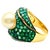 Bochic "Orient" Natural Emerald & South Sea Pearl Ring Set In 18K Gold & Silver For Sale - Image 15 of 18