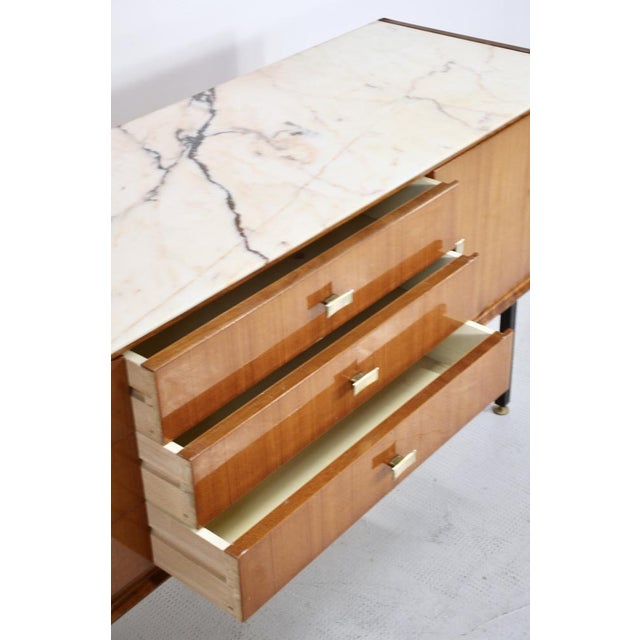 Italian Teak, Carrara Marble and Brass Sideboard from Cantu, 1960s For Sale - Image 11 of 12