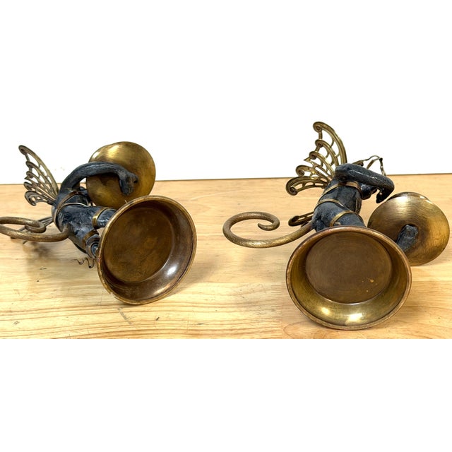 Pair Belle Époque Style Winged Monkey Masquerade Tragedy & Comedy Chambersticks For Sale - Image 4 of 17