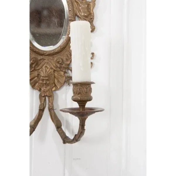 French 19th Century Louis XV-Style Brass & Mirror Sconces - A Pair For Sale In Baton Rouge - Image 6 of 9