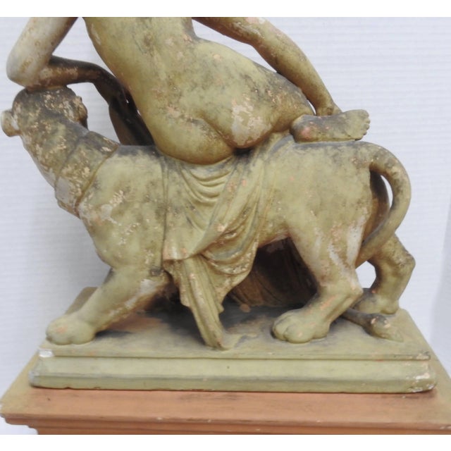 19th Century Ariadne and the Panther Terracotta Statue With Plinthe For Sale In Nashville - Image 6 of 11
