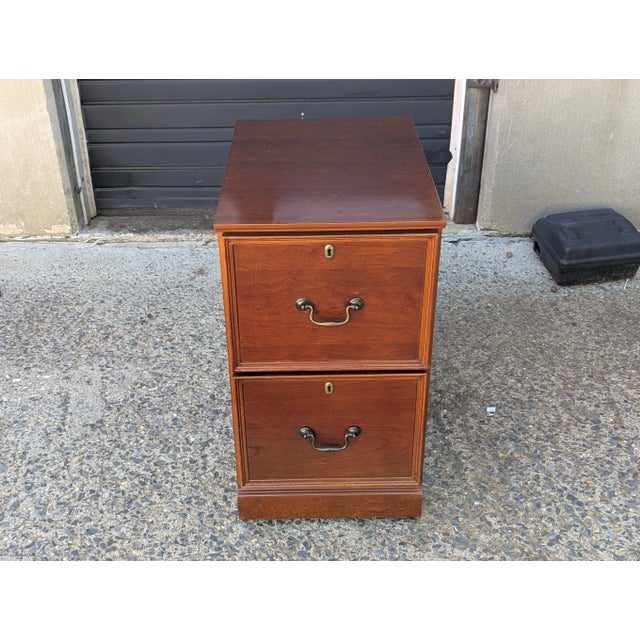 Vintage Cherry Finish Two Drawer Filing Cabinet For Sale - Image 10 of 10