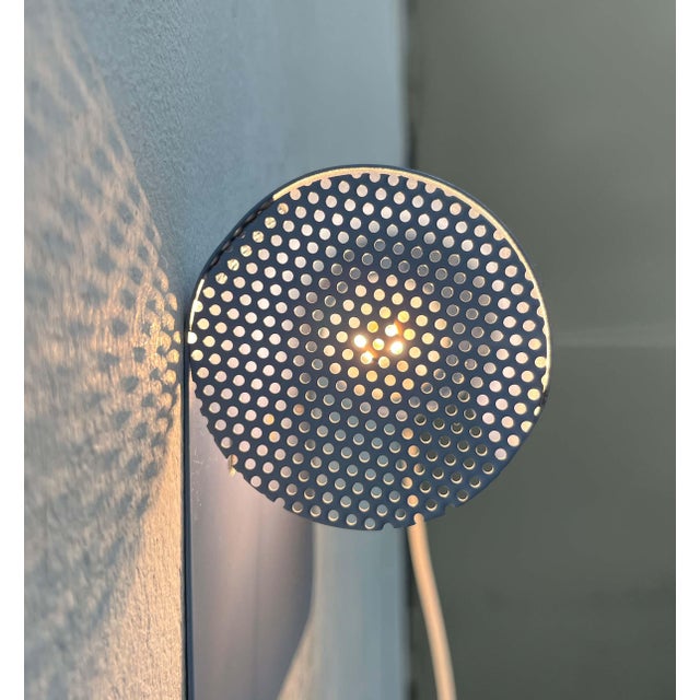 Danish Postmodern Light Blue Perforated Metal Pendant from Abo Randers, 1980s For Sale - Image 6 of 18