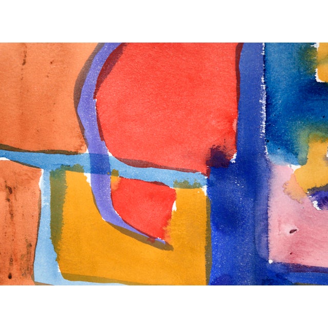 Blue, Pink & Red Abstract in Watercolor on Paper A bold abstract expressionist watercolor by Les (Leslie Luverne) Anderson...