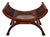 Vintage Roman-Style Mahogany Curule Bench With Hand-Caned Seat, 32" For Sale