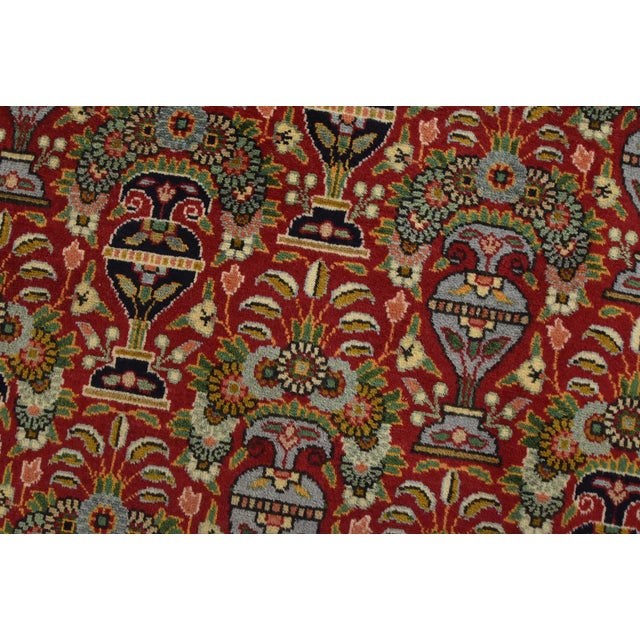 Tabriz Rug 8’1” X 10’11” Red Wool Vintage Traditional Hand-Knotted Carpet For Sale - Image 4 of 13