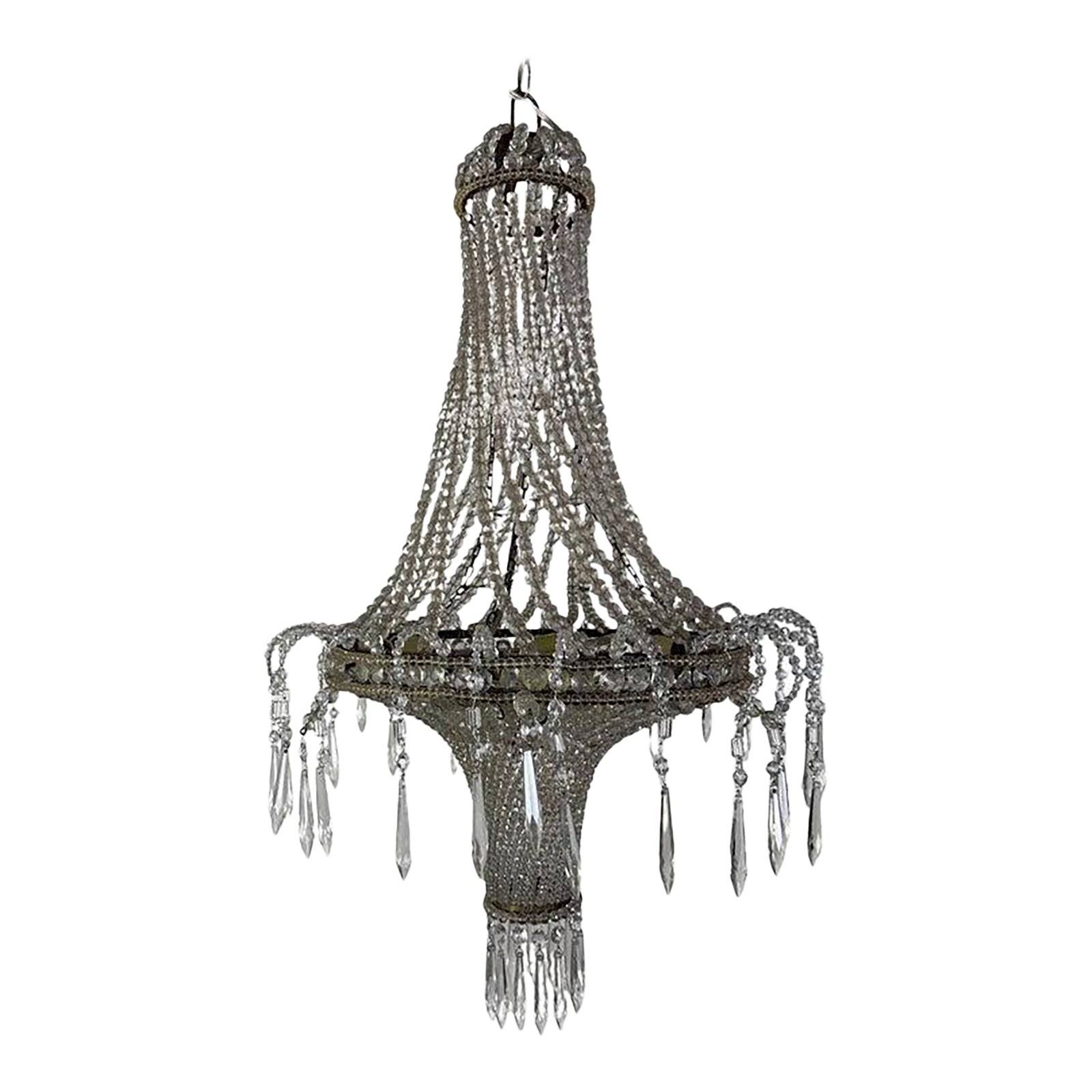Early 20th Century Empire-Style Crystal Beaded Chandelier | Chairish